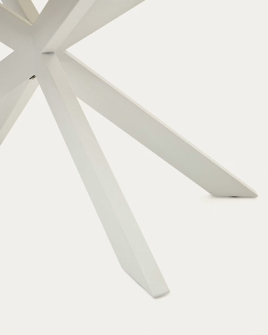 Tavolo allungabile Atminda vetro temperato e gambe acciaio finitura bianca 160(210)x90 cm