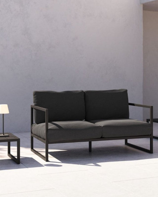 Divano da esterno Comova 2 posti grigio scuro ed alluminio nero 150 cm