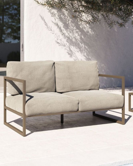 Divano da esterno Comova 2 posti grigio chiaro ed alluminio verde 150 cm