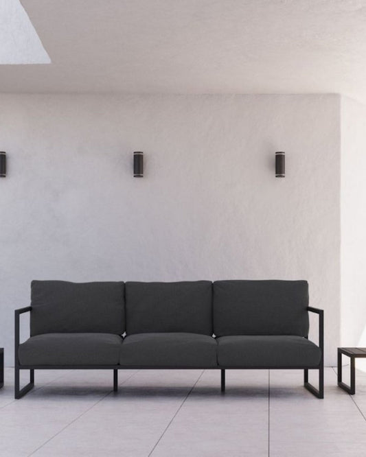 Divano da esterno Comova 3 posti grigio scuro ed alluminio nero 222 cm