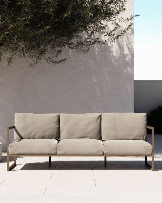 Divano da esterno Comova 3 posti grigio chiaro ed alluminio verde 222 cm