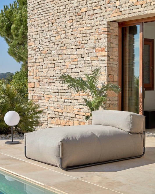 Pouf divano modulare longue schienale Square verde e alluminio nero 165 x 101 cm