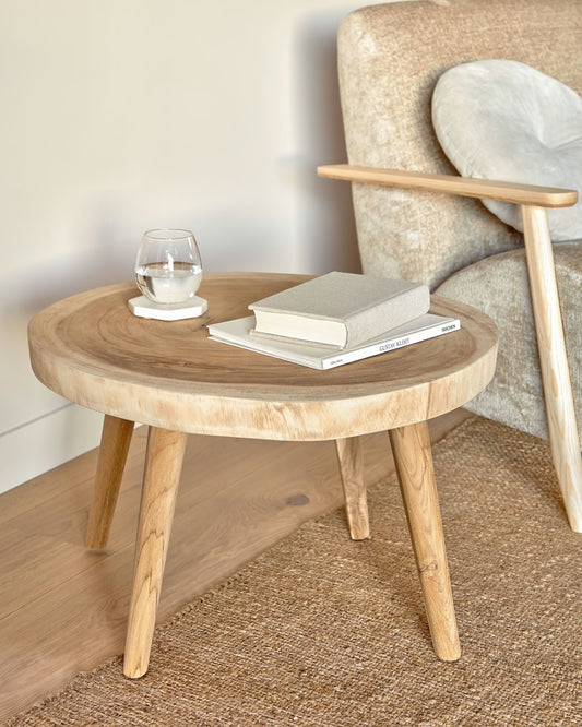 Tavolino Wellcres in legno massello di mungur Ø 65 cm