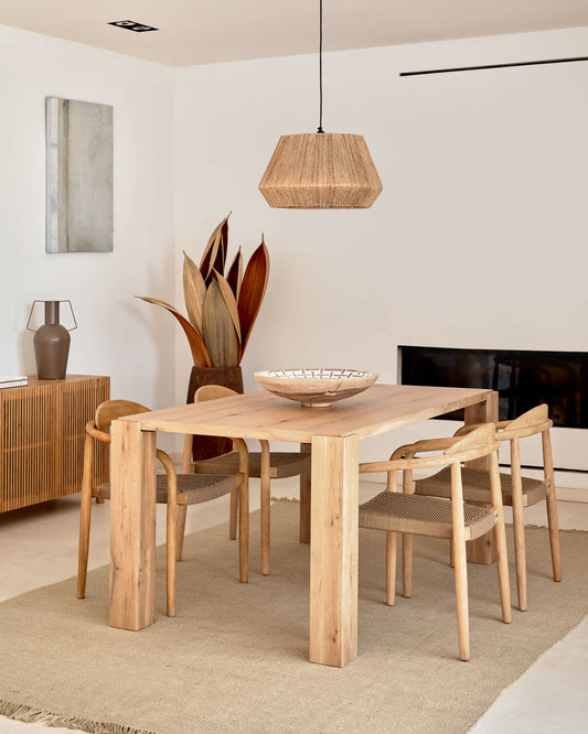 Tavolo Deyanira impiallacciato rovere e gambe in legno massello di rovere 160 x 90 cm