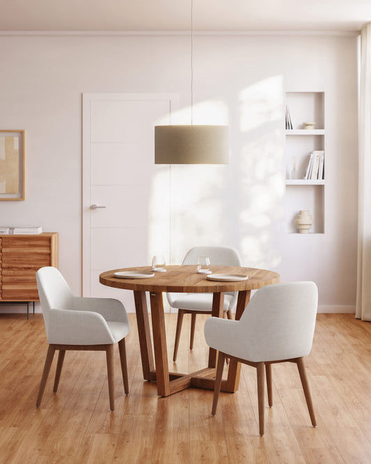 Tavolo rotondo Nahla in legno massello di acacia con finitura naturale Ø 120 cm