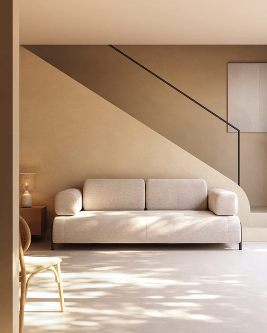 Divano Compo 3 posti beige grigio 232 cm