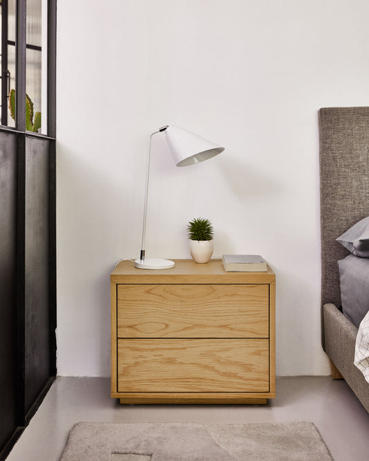 Comodino Abilen impiallacciato rovere 53 x 44 cm