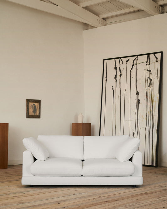 Divano Gala 3 posti in ciniglia bianco 210 cm