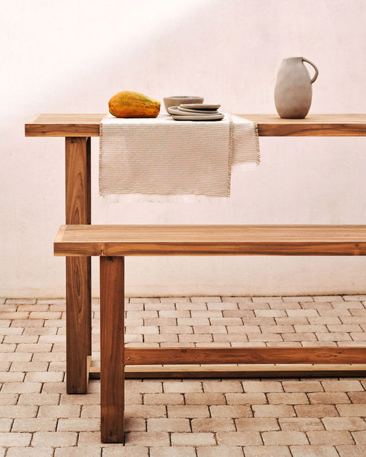 Panca alta Canadell outdoor in legno massiccio di teak riciclato 130 cm