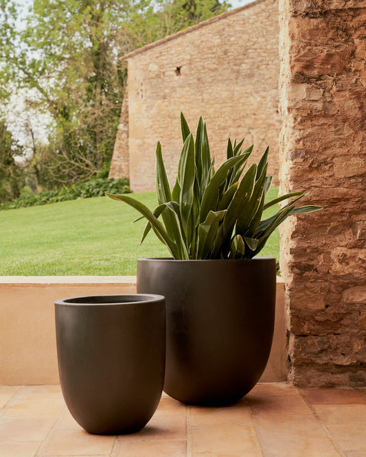 Vaso Aiguablava in cemento nero Ø 56 cm