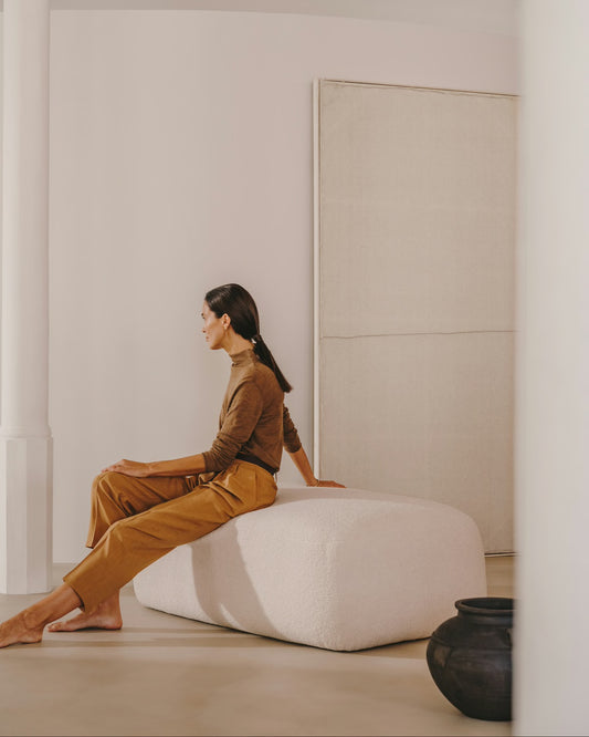 Pouf Martina bouclé