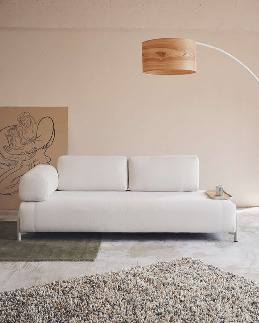 Vassoio piccolo Compo impiallacciato in rovere con finitura naturale e telaio metallico beige