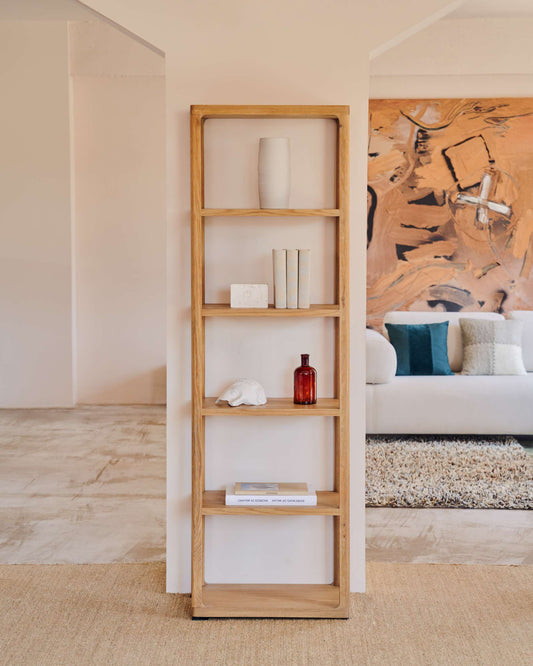 Libreria Maymai con struttura in legno massiccio di rovere 60 x 193 cm
