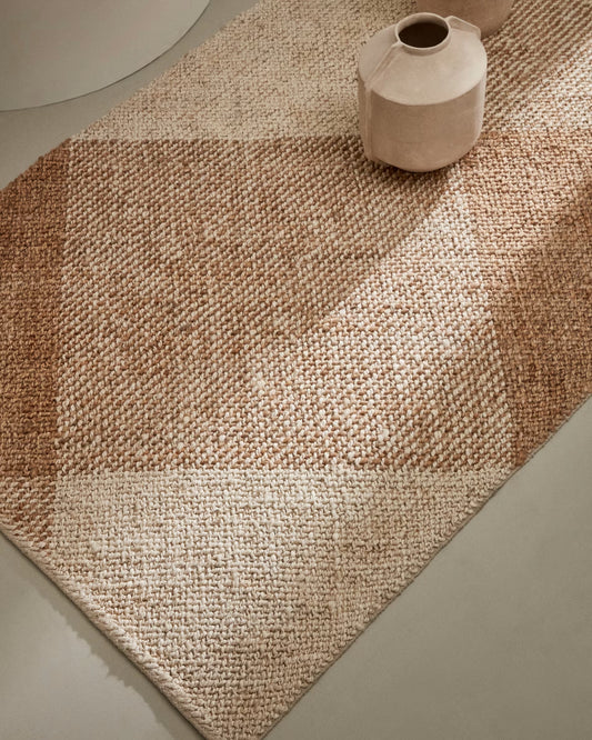 Tappeto Maelan in juta e cotone a quadretti naturale 160 x 230 cm