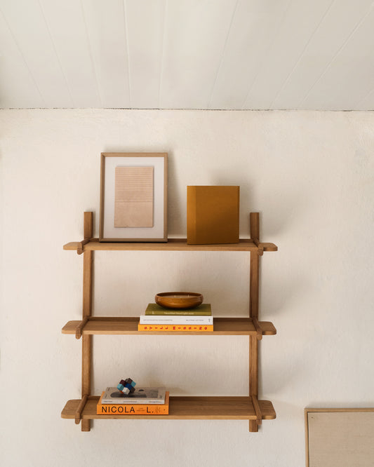 Scaffalatura modulare Sitra 3 mensole legno massiccio di rovere naturale 110 cm