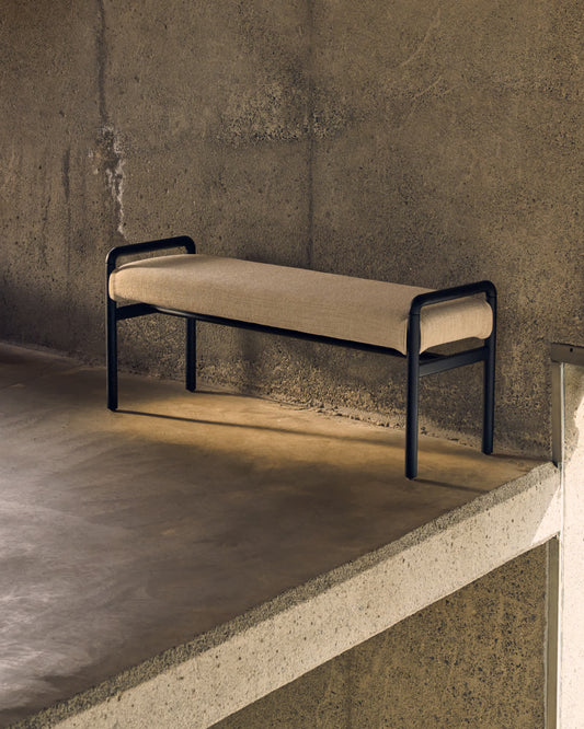 Panca Macaret sfoderabile legno massiccio di rovere finitura in nero 120 cm