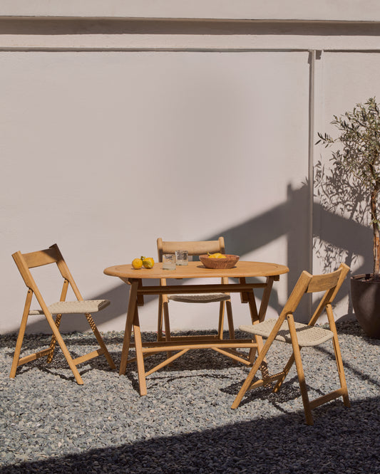 Tavolo pieghevole Dandara in legno massiccio di acacia con finitura naturale Ø 120 x 60 cm