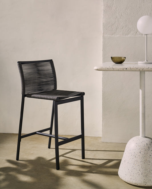 Sgabello da esterno Culip in corda e alluminio grigio 65 cm