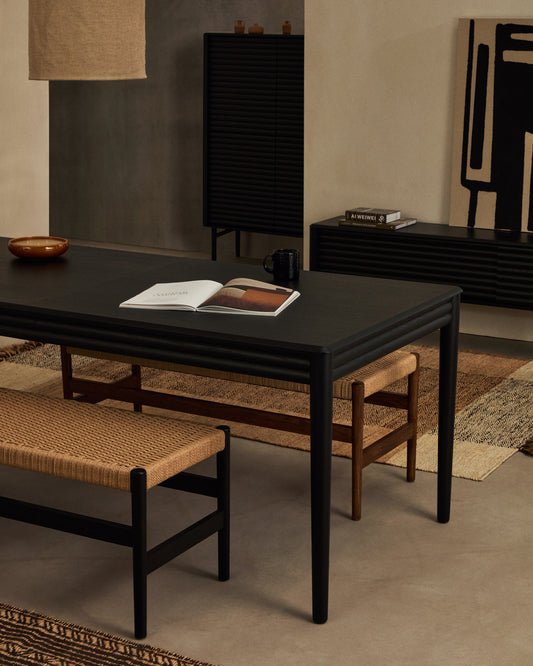 Tavolo allungabile Lenon impiallacciatura e legno massello rovere nero 200(280)x90 cm