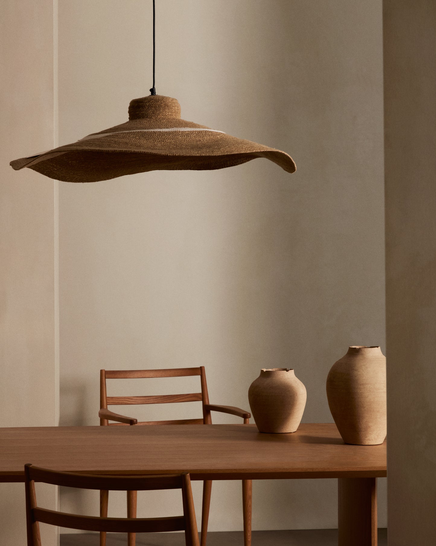 Lampada da soffitto Albenya in fibre naturali e cotone con finitura naturale e in bianco Ø 90 cm
