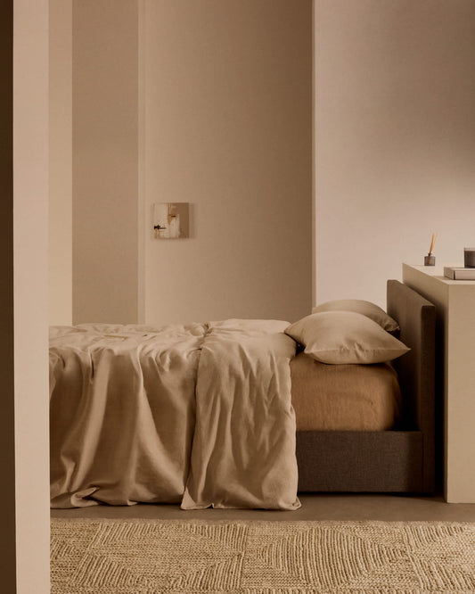 Letto con contenitore apribile Nahiri grigio per materasso 180 x 200 cm