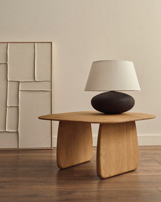 Tavolino Pirita di legno massello di rovere con finitura naturale 70,6 x 70 cm