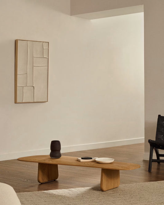 Tavolino salotto Pirita di legno massello di rovere con finitura naturale 146 x 56,5 cm