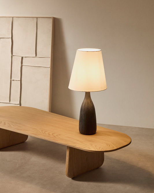 Lampada da tavolo Luvia in legno con finitura verniciata nera