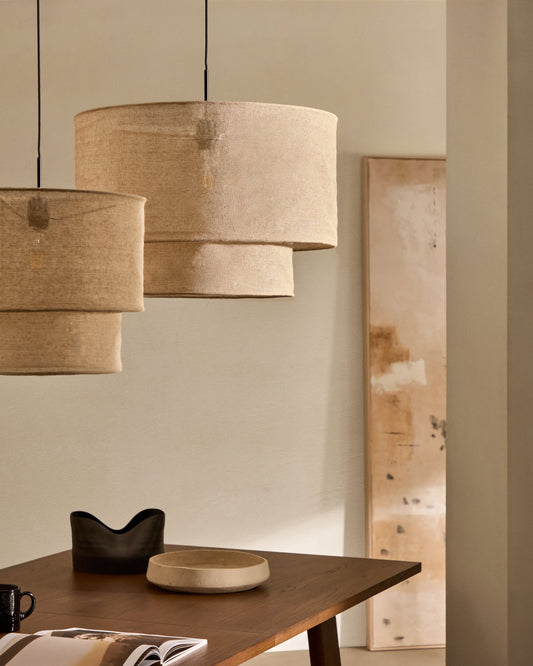 Paralume per lampada da soffitto Mariela in lino con finitura in beige Ø 60 x 40 cm