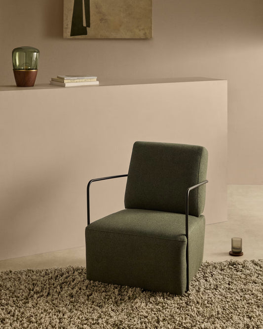 Poltrona Gamer verde e metallo con finitura verniciata nero opaco