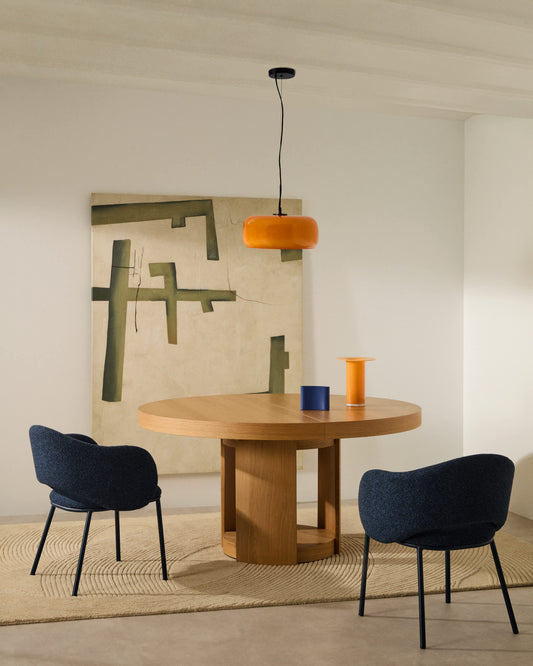 Tavolo rotondo allungabile Artis in legno massiccio e impiallacciatura in rovere 150 (200) x 80 cm