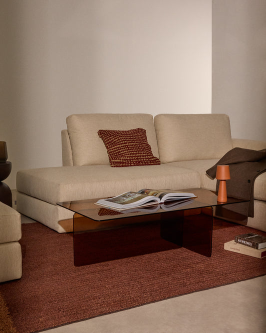 Tavolino salotto Zaren di vetro temperato marrone 120 x 60 cm