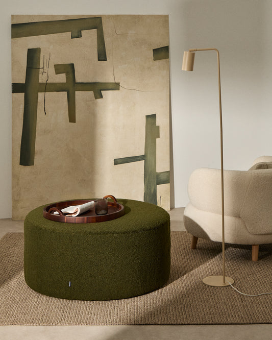 Pouf sfoderabile Kaeli in tessuto bouclé verde Ø 90 cm