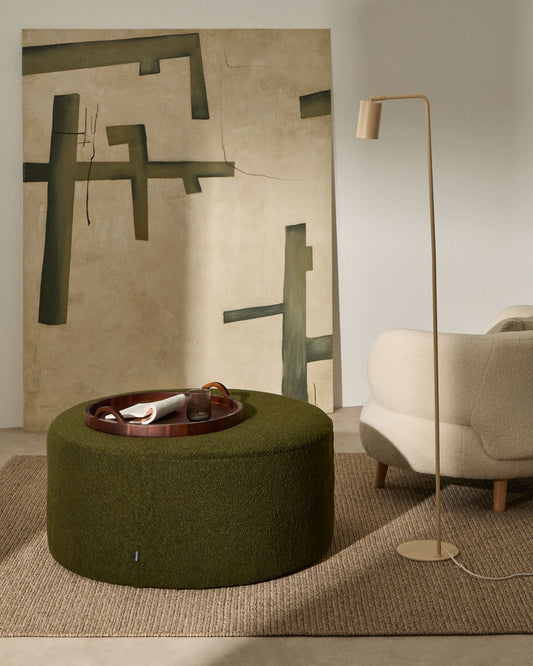 Pouf sfoderabile Kaeli in tessuto bouclé verde Ø 90 cm