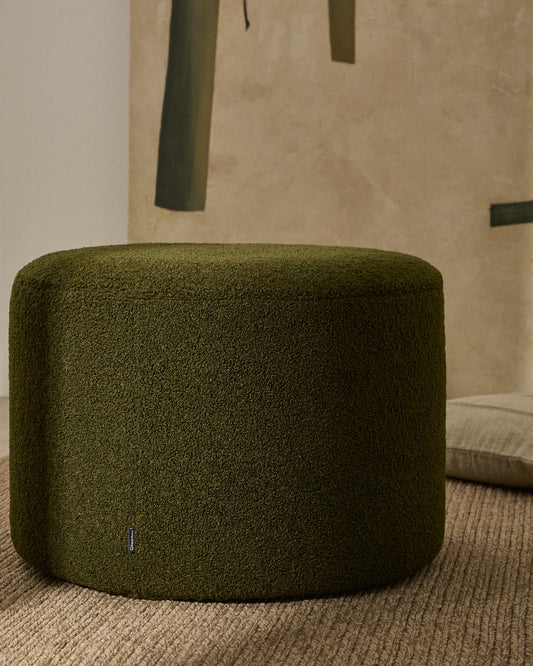 Pouf sfoderabile Kaeli in tessuto bouclé verde Ø 60 cm