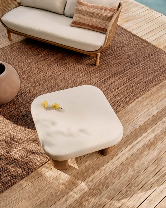 Tavolino da salotto Labra in cemento e legno d'acacia 80 x 80 cm