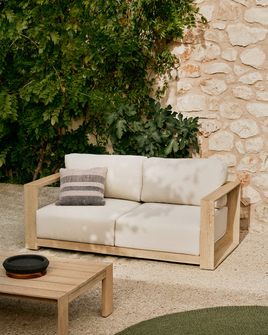 Divano Ambra a 2 posti in legno massiccio di acacia con finitura chiara 174 cm