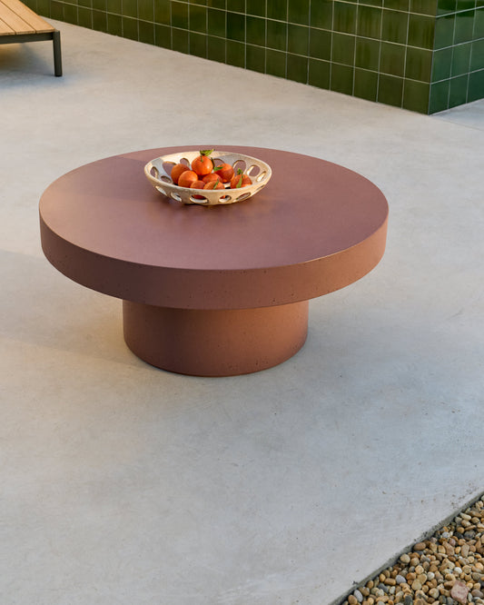 Tavolino da salotto Aiguablava in cemento terracotta Ø 90 cm