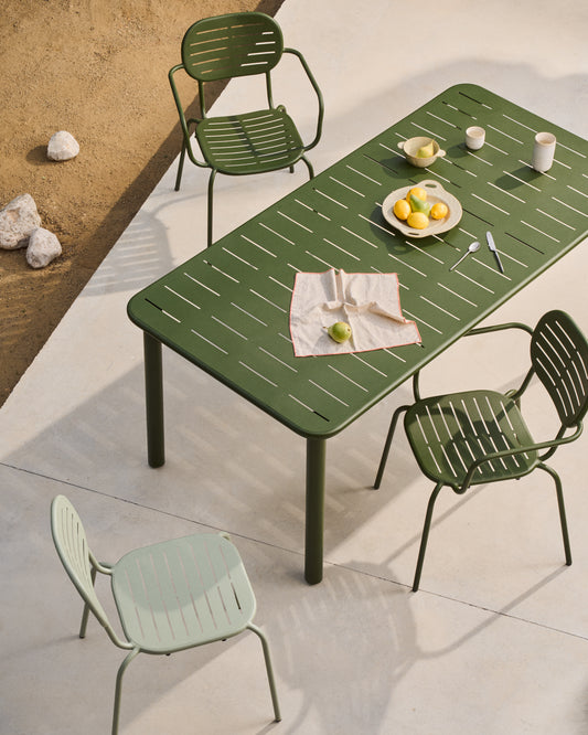 Tavolo da esterno Brai in acciaio zincato verde 180 x 90 cm