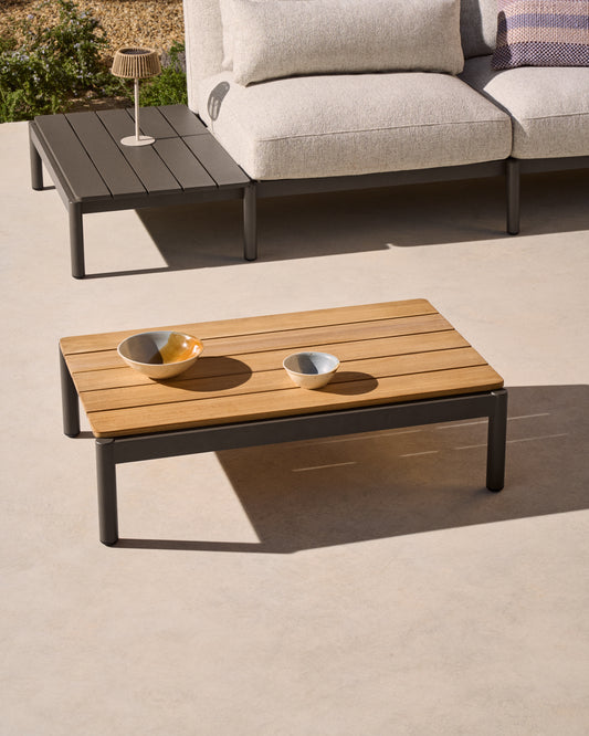 Tavolino da centro Sorells in alluminio grigio e legno di teak 89 x 91 cm FSC 100%
