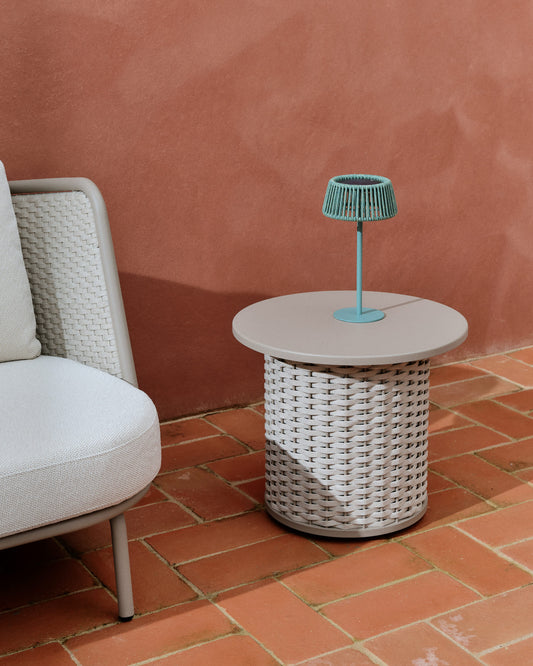 Tavolino da esterno Sedalis in alluminio e corda tortora Ø 50 cm