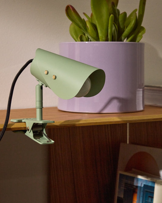Lampada piccola Jula con morsetto in metallo verde