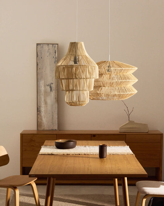 Paralume per lampada da soffitto Janoa in rattan con finitura chiara Ø38 cm