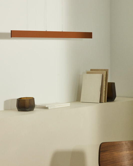 Lampada da soffitto Boadella in alluminio con finitura verniciata in terracotta