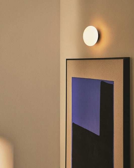Lampada da parete Bamila in vetro fumé e metallo nero Ø 15 cm