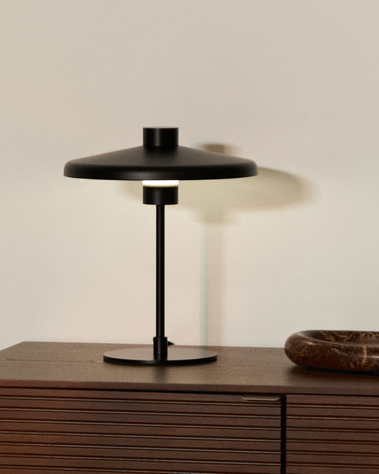 Lampada da tavolo Nuvira in metallo satinato nero