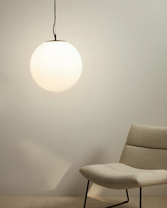 Lampada da soffitto Brisia in metallo con finitura nera e 1 sfera in vetro satinato Ø 50 cm
