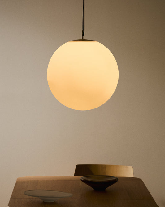 Lampada da soffitto Brisia in metallo con finitura in ottone spazzolato e 1 sfera in vetro satinato Ø 50 cm
