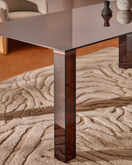 Tavolo Adularia in vetro temperato marrone 160 x 90 cm