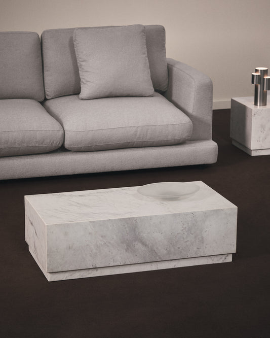 Tavolino da salotto Sorein in marmo bianco 100 x 50 cm